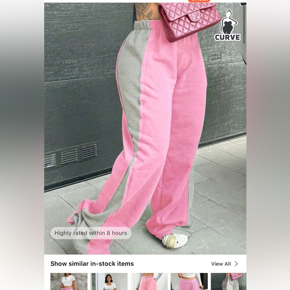 SHEIN Pink and Gray Wide Leg Pants